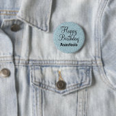 Glam Verjaardag Blauw Zilver Glitters Schittert Ronde Button 5,7 Cm (In situ)
