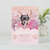 Glam Verjaardag Elegante Hond Glitter Kaart (Staand voorkant)