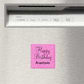 Glam Verjaardag Heet Roze Glitters Schitter Naam Magneet (Insitu (Vaatwasser))