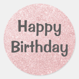 Glam Verjaardag Roze Roze Goud Glitter Ronde Sticker