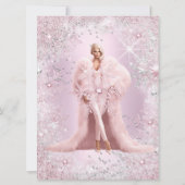 Glam Verjaardag Roze Zilver Winter Wonderland Tiar Kaart (Achterkant)