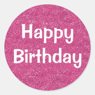 Glam Verjaardag Wit Paars Glitters Glans Ronde Sticker