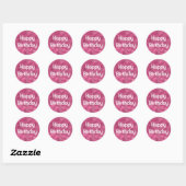 Glam Verjaardag Wit Paarse Glitters Glans Ronde Sticker (Vel)