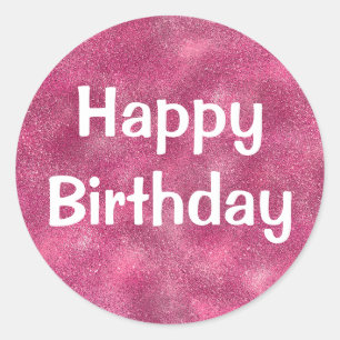 Glam Verjaardag Wit Paarse Glitters Glans Ronde Sticker