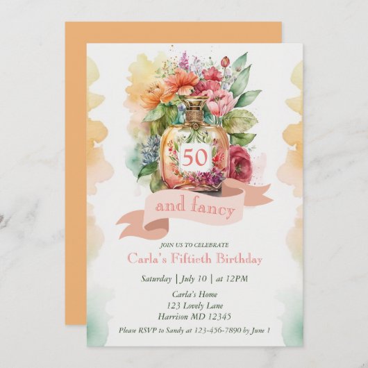 Glam Vijftig en Fancy Fabulous Birthday Kaart (Voorkant / Achterkant)