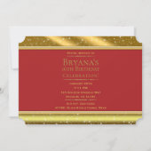 Glam VIP Party Event Ticket Gold & Red Sparkle Kaart (Achterkant)