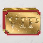 Glam VIP Party Event Ticket Gold & Red Sparkle Kaart (Voorkant / Achterkant)