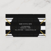 Glam voor zwart-wit en goudvormig, modern visitekaartje (Achterkant)