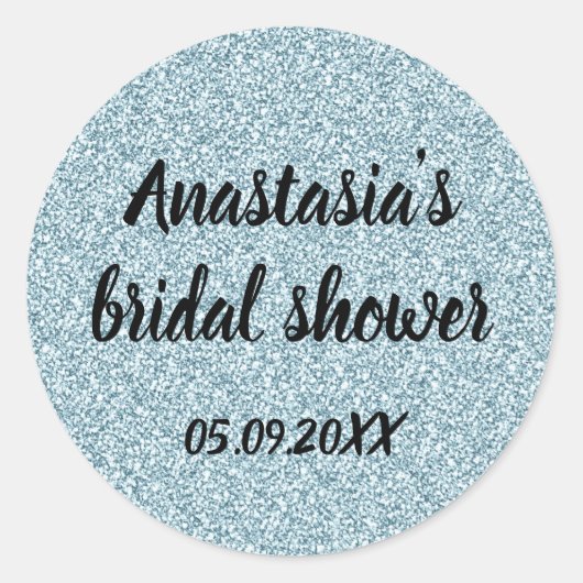 Glam Vrijgezellenfeest Blue Silver Glitter Sparkle Ronde Sticker (Voorkant)