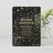 Glam-Vrijgezellenfeest met zwarte en gouden mousse Kaart (Staand voorkant)