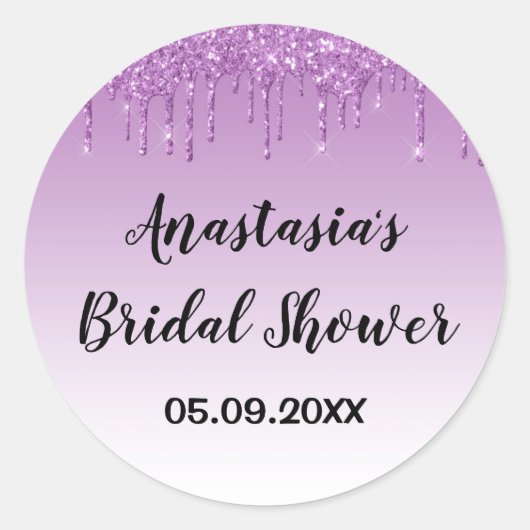 Glam Vrijgezellenfeest Paars Glitter Drift Sparkle Ronde Sticker (Voorkant)
