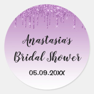Glam Vrijgezellenfeest Paars Glitter Drift Sparkle Ronde Sticker