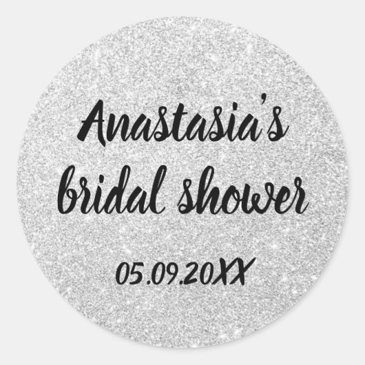 Glam Vrijgezellenfeest Silver Glitter Sparkles Ronde Sticker (Voorkant)