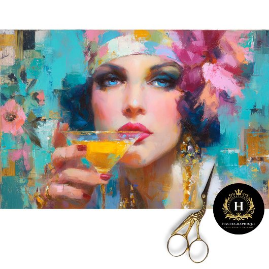 Glam Vrouw met Cocktail Decoupage Tissuepapier