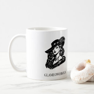 Glam vrouw met kat mode-illustratie koffiemok