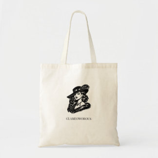 Glam vrouw met kat mode-illustratie tote bag