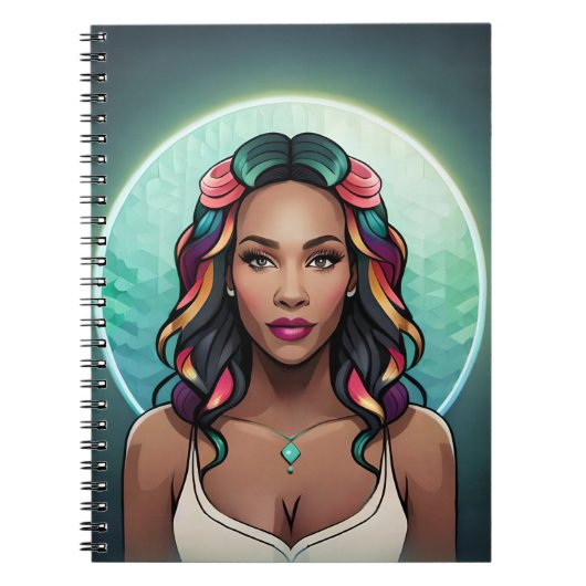 Glam Vrouw Rainbow Essence Empowerment Meisje Powe Notitieboek (Voorkant)