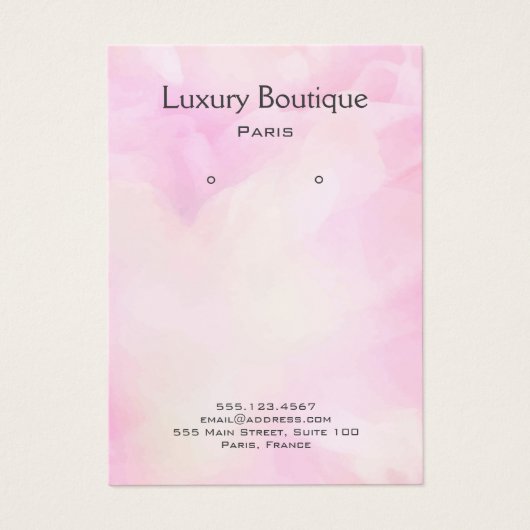 Glam watercolor pink Jewelry Earring Display Visitekaartje (Voorkant)