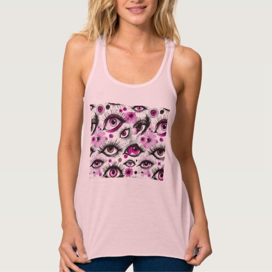 Glam Waterverf ogen en lange wimpers Tanktop (Voorkant)