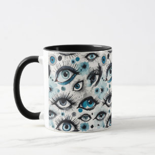 Glam Waterverf ogen en wimpers Bloemen in Blauw Mok