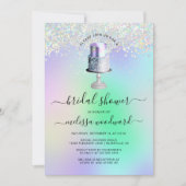 Glam Wedding Cake Holographic Vrijgezellenfeest Kaart (Voorkant)