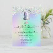 Glam Wedding Cake Holographic Vrijgezellenfeest Kaart (Staand voorkant)