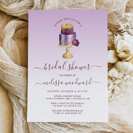Glam Wedding Cake Paars Gold Vrijgezellenfeest Kaart