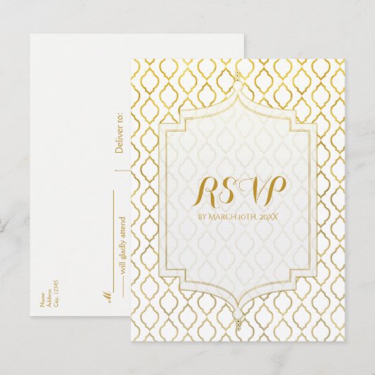 Glam Wedding RSVP Uitnodiging Briefkaart (Voorkant / Achterkant)