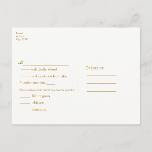 Glam Wedding RSVP Uitnodiging Briefkaart (Achterkant)
