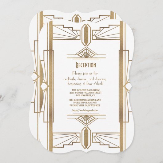 Glam White1920's Great Gatsby 1920s Reception Kaart (Voorkant / Achterkant)