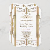 Glam White 1920s Great Gatsby Engagement Party Kaart (Voorkant / Achterkant)