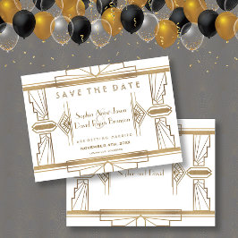 Glam White 1920's Great Gatsby Save The Date