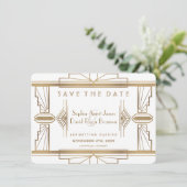 Glam White 1920's Great Gatsby Save The Date (Staand voorkant)