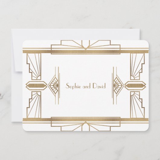 Glam White 1920's Great Gatsby Save The Date (Achterkant)