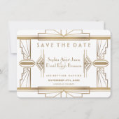 Glam White 1920's Great Gatsby Save The Date (Voorkant)