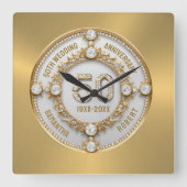 Glam White Diamonds 50e trouwdag Vierkante Klok (Voorkant)