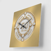 Glam White Diamonds 50e trouwdag Vierkante Klok (Hoek)