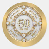 Glam White Diamonds 50ste bruiloft Jubileum Ronde Sticker (Voorkant)