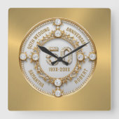 Glam White Diamonds 50ste huwelijksverjaardag Vierkante Klok (Voorkant)
