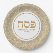 Glam White en Gold Glitter Jewish Passover Papieren Bordje (Voorkant)