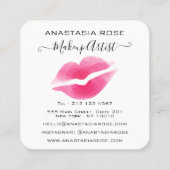 Glam White en roze lipstick Eyeshadow Makeup Artis Vierkante Visitekaartje (Achterkant)