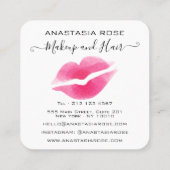Glam White en roze lipstick Eyeshadow Makeup Artis Vierkante Visitekaartje (Achterkant)