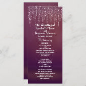 Glam White Fairy Licht Paarse roze bruiloft progra Programmakaart (Voorkant / Achterkant)