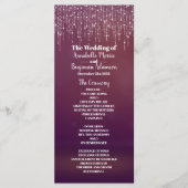 Glam White Fairy Licht Paarse roze bruiloft progra Programmakaart (Voorkant)