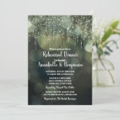Glam White Fairy Light dark BOKEH Rehearsal Dinner Kaart (Staand voorkant)