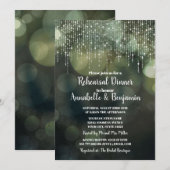 Glam White Fairy Light dark BOKEH Rehearsal Dinner Kaart (Voorkant / Achterkant)