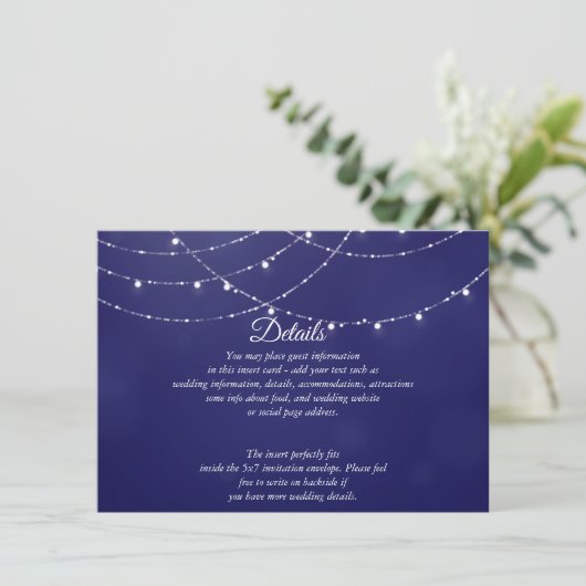 Glam White Fairy Lights Blauw DETAILS Kaart (Staand voorkant)