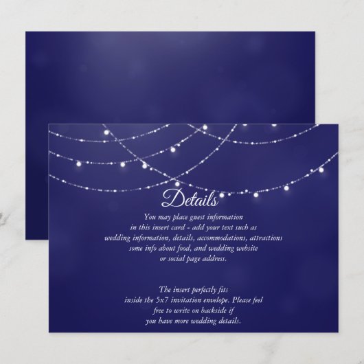 Glam White Fairy Lights Blauw DETAILS Kaart (Voorkant / Achterkant)