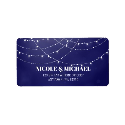 Glam White Fairy Lights Blauw Etiket (Voorkant)