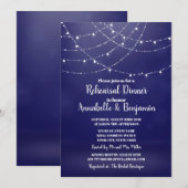 Glam White Fairy Lights Blue Rehearsal Dinner Kaart (Voorkant / Achterkant)